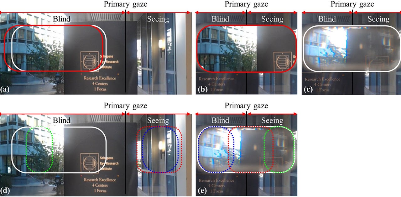 Visual field expansion and prism distortions under different viewing conditions.