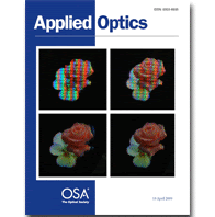 Applied Optics cover featuring moiré patterns in integral imaging.