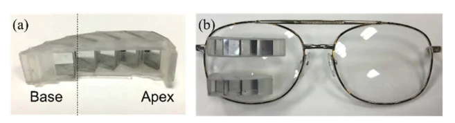 3D-printed multi-periscopic prism module and prototype prism glasses.